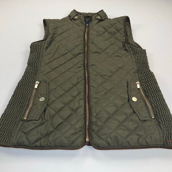 Blue Rain by Francesca's Army Green Puffer Insulated Vest Crosshatch Size S - Picture 2 of 10